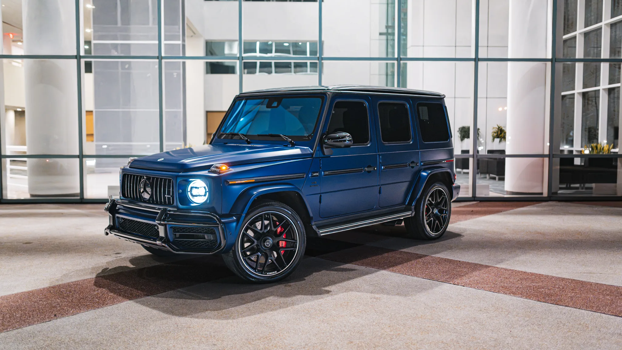 Blue Mercedes AMG G 63 exterior photo for Monarq Motors.